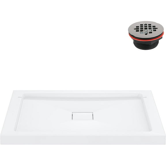 Streamline DT-2236-116 60 in. x 36 in. Corner PP Shower Base in Glossy White With Left Drain, Drain Included