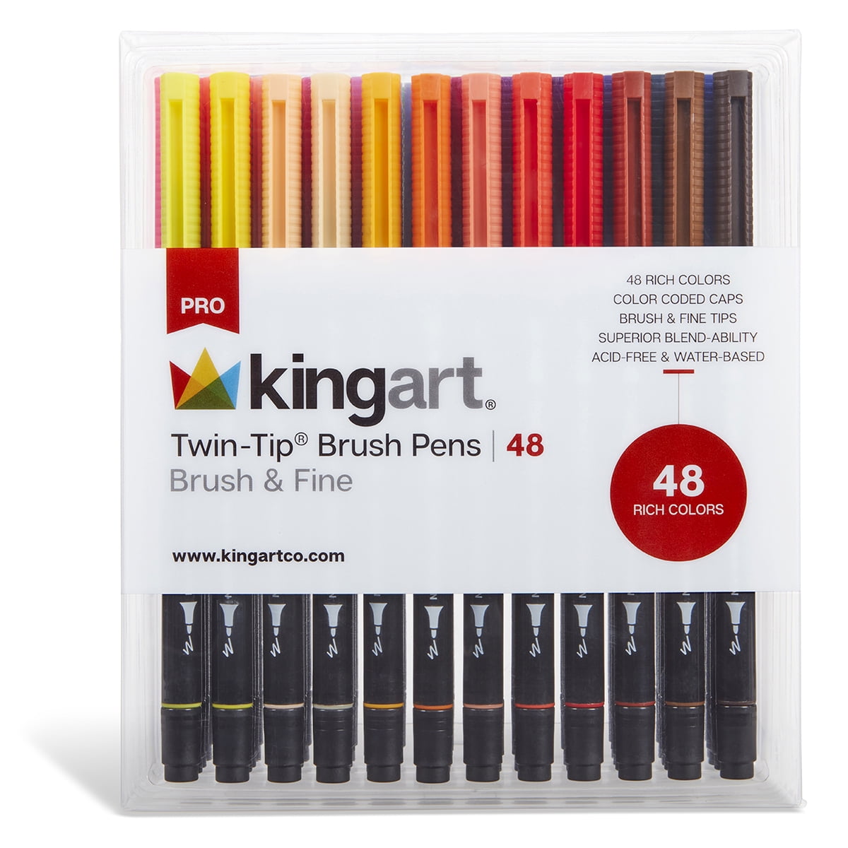 KINGART PRO Twin Tip Brush Pen Art Markers Set Of 48 Unique Vivid kingart-pro-twin-tip-brush-pen-art-markers-set-of-48-unique-vivid