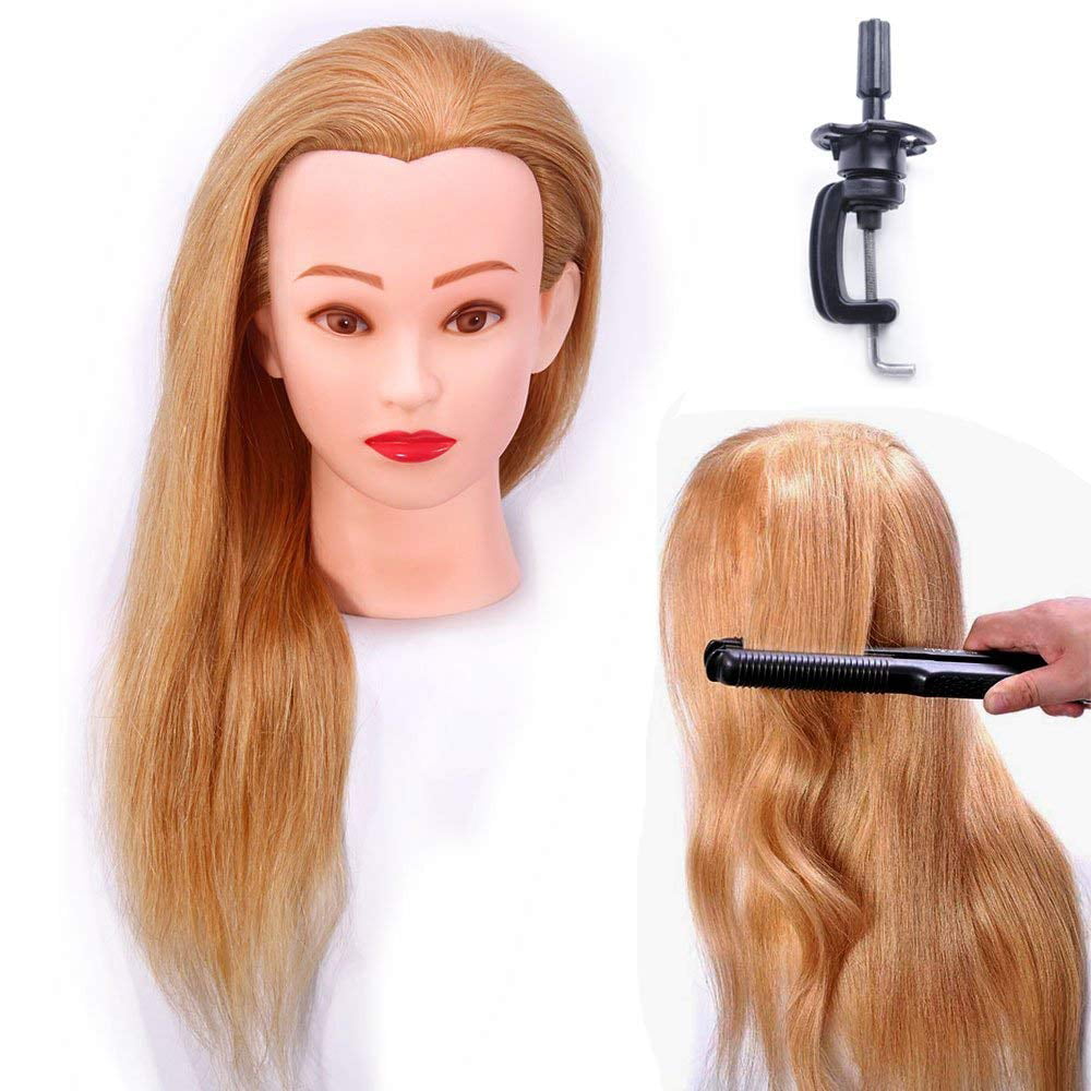 Hairealm 24 Mannequin Head 100 Real Hair Blonde Hairdresser Training Head Manikin Cosmetology