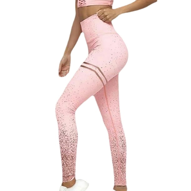 relayinert Printing High Waist Pants Running Training Exercise Fitness Yoga  Sports Leggings Casual Length Trousers Pink M 