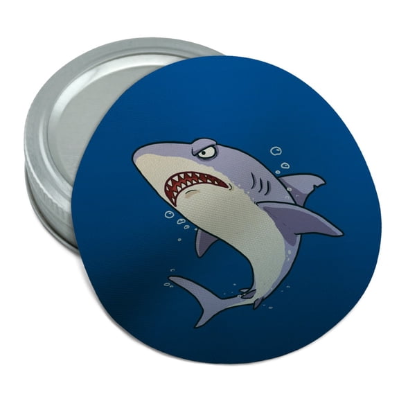Great White Shark Cartoon in Ocean Round Rubber Non-Slip Jar Gripper Lid Opener