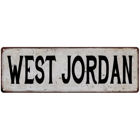 WEST JORDAN Vintage Look Rustic Metal Sign Chic City State Retro (Best Looking Retro Jordans)