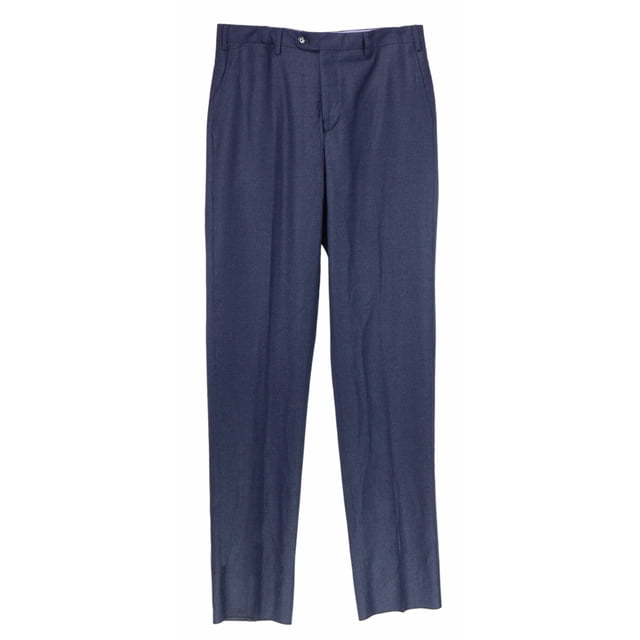 Vigano Men's 869 Navy Check 1959 Collection Wool Pants Dress - 40