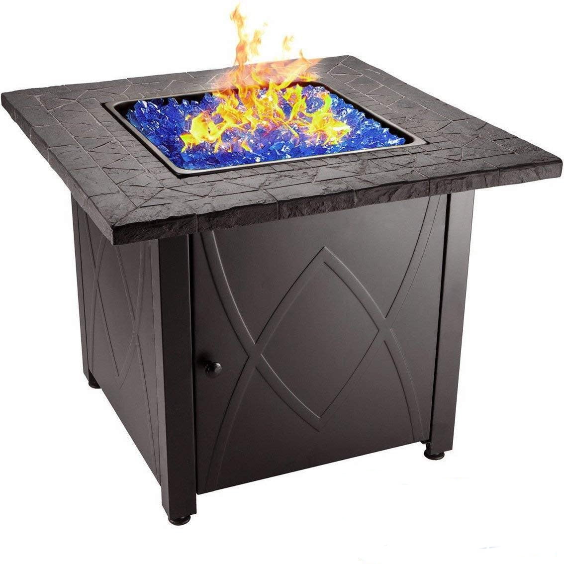 Hiland Rectangular Cast Aluminum, Hiland Wlf Hex Fire Pit Hexagon Table With Slate Large