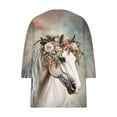 thumbnail image 5 of Drovellove Women's 3/4 Length Sleeve V Neck Pullover Blouse - Loose Fit Printed Top for Casual Office or Weekend Errands, 5 of 5