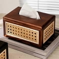 thumbnail image 3 of Solid Wood Rattan Tissue Box High Values Rattan Drawer Home Bedroom Living Room Coffee Table Paper Drawer, 3 of 5