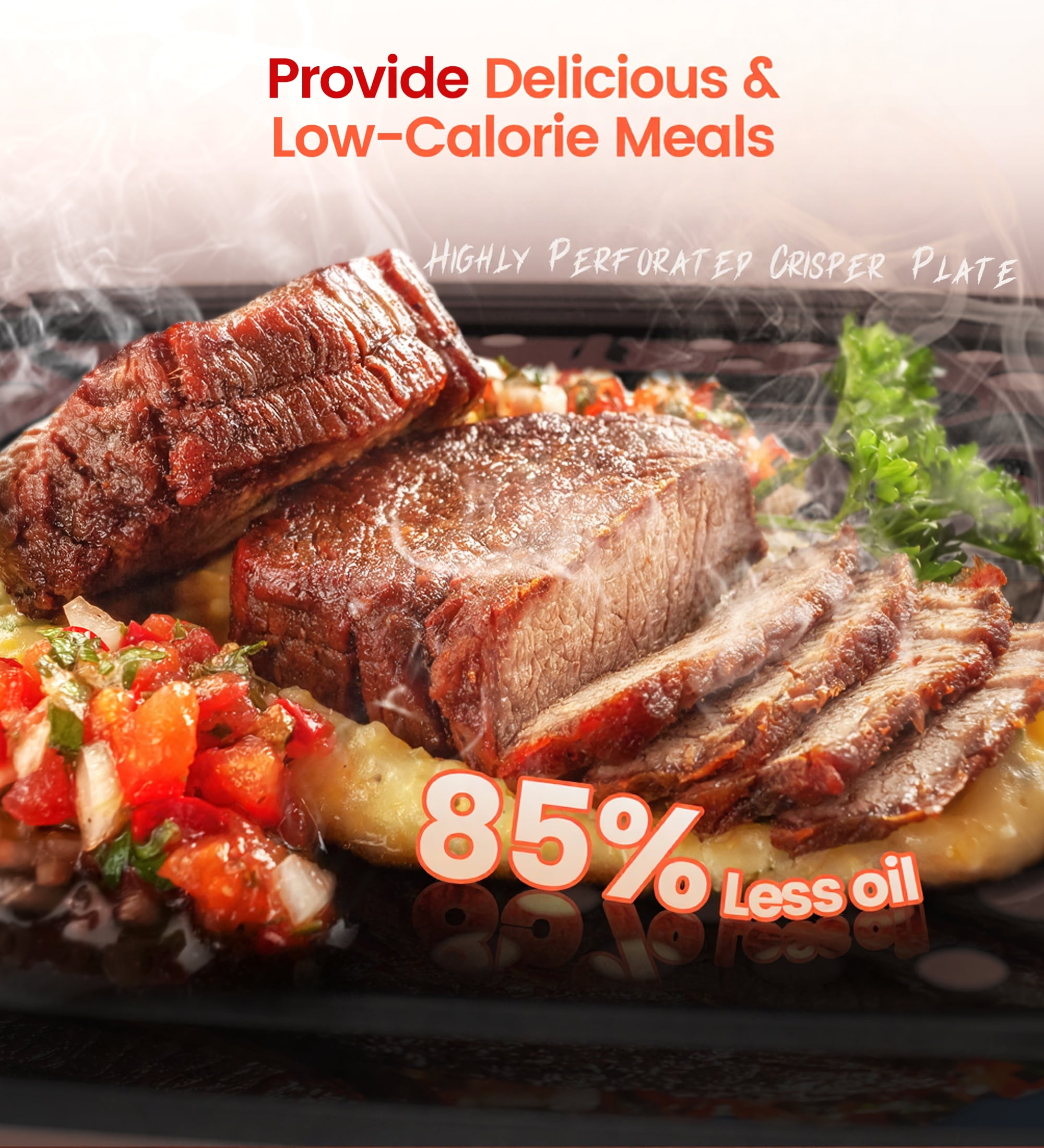 Suodoka 10 in 1 Air Fryer 6 Qt Capacity, Compact Countertop with Nonstick Basket, 400F Air Crisp