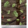 thumbnail image 1 of Soimoi Brown Japan Crepe Satin Fabric Rose Bud & Leaves Decor Fabric Printed Yard 42 Inch Wide, 1 of 3