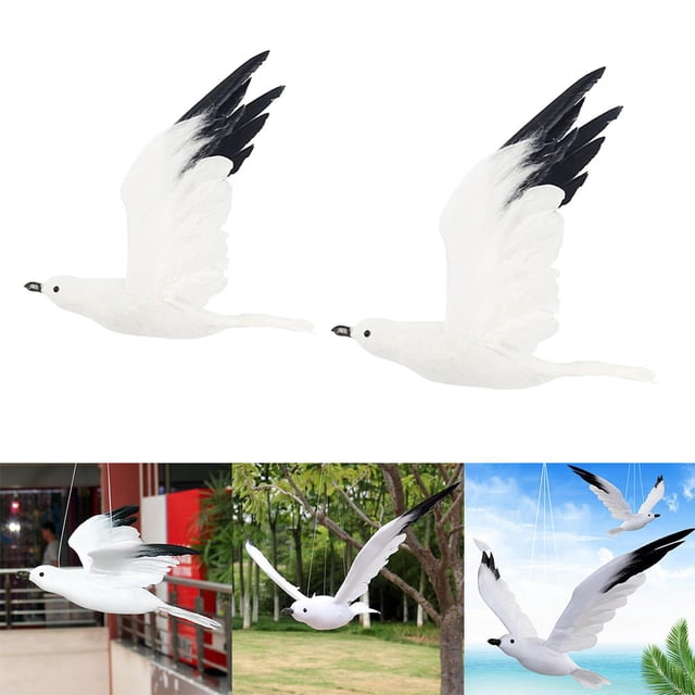 2 uds., Estatua de gaviota voladora de creativa, decoración artística para colgar vacaciones / boda / Navidad CUTICAT Pájaro de la gaviota volando