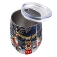 thumbnail image 3 of Happy New Year 2026 German Shepherd Holiday Balloons Party Snow 12oz Stainless Steel Wine Tumbler Insulated Cup with Lid Alsatian Dog Lover Gifts - 13018, 3 of 5