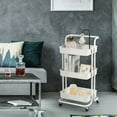 thumbnail image 4 of Gymax 3 Tier Rolling Cart W/Wheels Practical Handle&ABS Storage Basket Organizer White, 4 of 10
