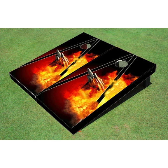 Jet with Flames Themed Cornhole Boards