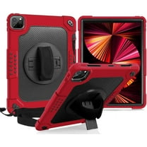 SOATUTO for iPad Air 6 5 4 10.9 2024 2022 2020 iPad Pro 11 Case 2022 with Handle 360° Kickstand Protective Armmor Case for iPad Pro 11 inch, iPad Air 6th 5th 4th Gen 10.9 (Red Black)