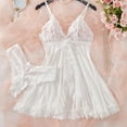 thumbnail image 4 of Levmjia Womens Lingerie Set Mesh Sleepwear Pajamas Solid Color Suspender Slit for Couples Romantic Nights Honeymoon Valentine Day Gift, 4 of 4