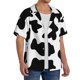 thumbnail image 2 of Balery Milk Cow Camisa Casual de Manga Corta con Botones para Hombre, Texturizada, Estilo Cubano, para Playa, Verano-3X-Large, 2 of 5