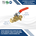 thumbnail image 3 of 1 Pcs XFITTING Push Fit 1/2 Inch x 1/2 Inch Push Fit Ball Valve with Drain, 28-2-6=1XX, 3 of 5