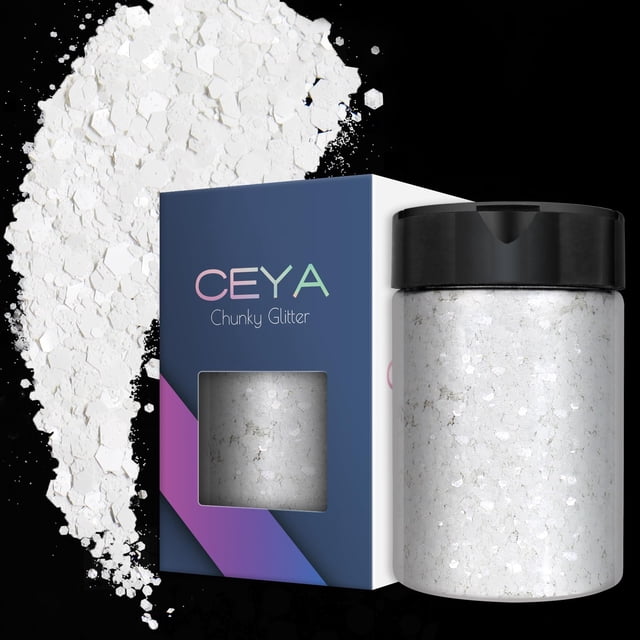 Glitter Ceya Chunky Pearl White, 140 g, para manualidades y belleza