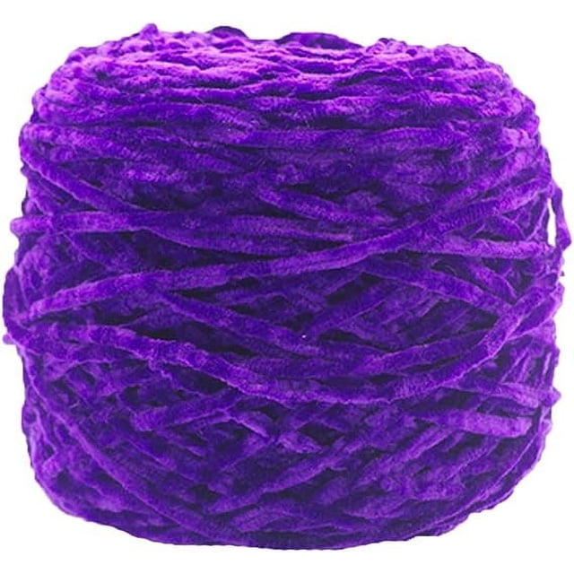 Zhuge Hilo de terciopelo de chenilla de 250 g, color morado oscuro, voluminoso, vegano, suave, hilo de terciopelo para tejer, hilo de chenilla de algodón mezclado con poliéster