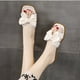 thumbnail image 5 of 1 par de sandalias de punta abierta con lazo para mujer, sandalias informales de verano, sandalias planas sin cordones para caminar de compras, Beige 36, 5 of 9