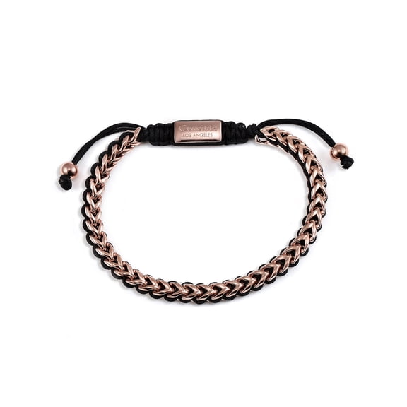 Crucible Men's Franco Chain Rose Gold Plated Stainless Steel Adjustable Bracelet (6mm)