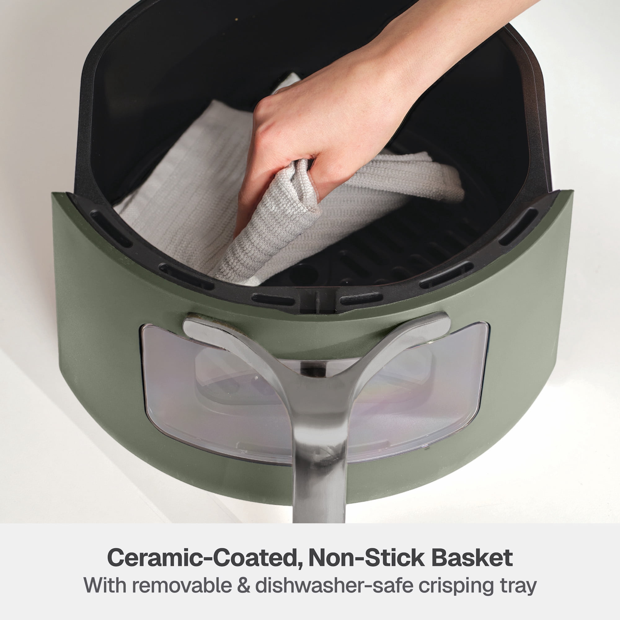 Thyme & Table 6QT Air Fryer, with ThymeCrisp™ and Ceramic-Coated Nonstick Basket, Dusty Moss