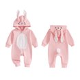thumbnail image 4 of Okbabeha Newborn Baby Boy Girl Easter Outfit Bunny Ear Hoodie Romper Long Sleeve Jumpsuit Infant Spring Clothes, 4 of 8