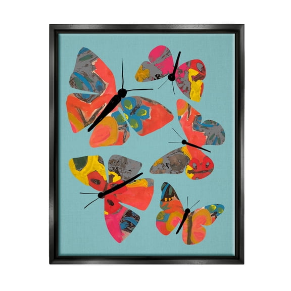 Stupell Industries Abstract Patterned Butterflies Animals & Insects Painting Black Floater Framed Art Print Wall Art, 17 x 21