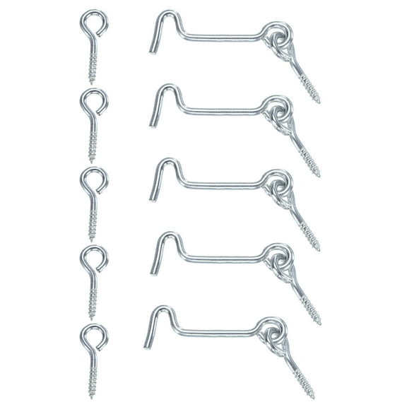 Uxcell 5-Pack Hook and Eye Latch for Door 2 Inch Carbon Steel Gate Latch Barn Door Lock Silver Hook and Eye Gate Latch