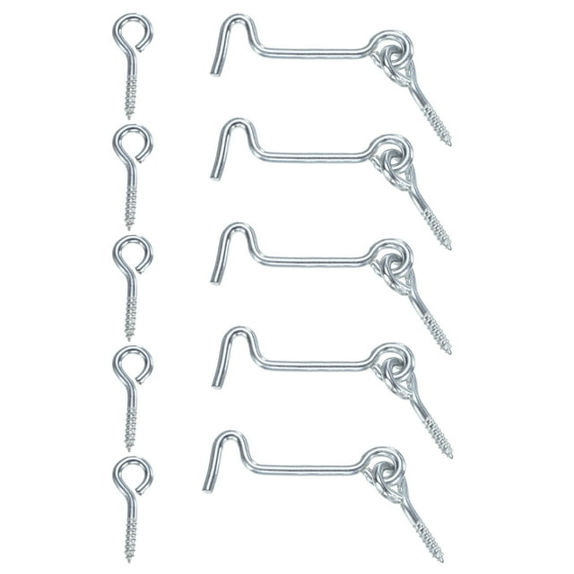 Uxcell 5-Pack Gancho y Ojo Pestillo para Puerta 2 Pulgadas Pestillo de Acero al Carbono para Puerta de Granero Color Plateado