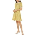 thumbnail image 4 of INSPIRE CHIC Women's Ruffle Self-Tie Neck Short Sleeve Floral Summer Dress Yellow XS, 4 of 5
