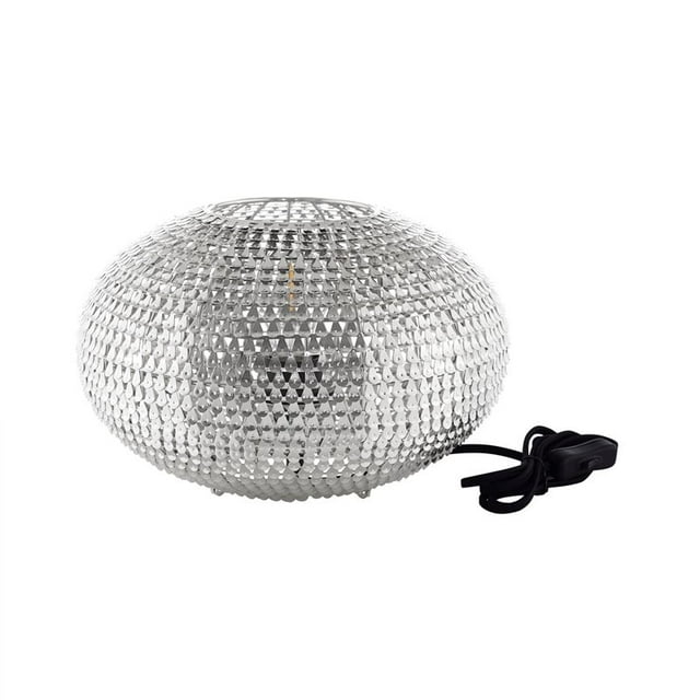 Walker Edison 8" Hand-Crafted Globe Sparkle Table Lamp - Nickel