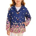 thumbnail image 2 of Lutiedan Girls Hooded Jackets Snap Button Long Sleeve Cartoon Print Jackets Fall Windproof Jacket with Pockets Size 1-9, 2 of 7