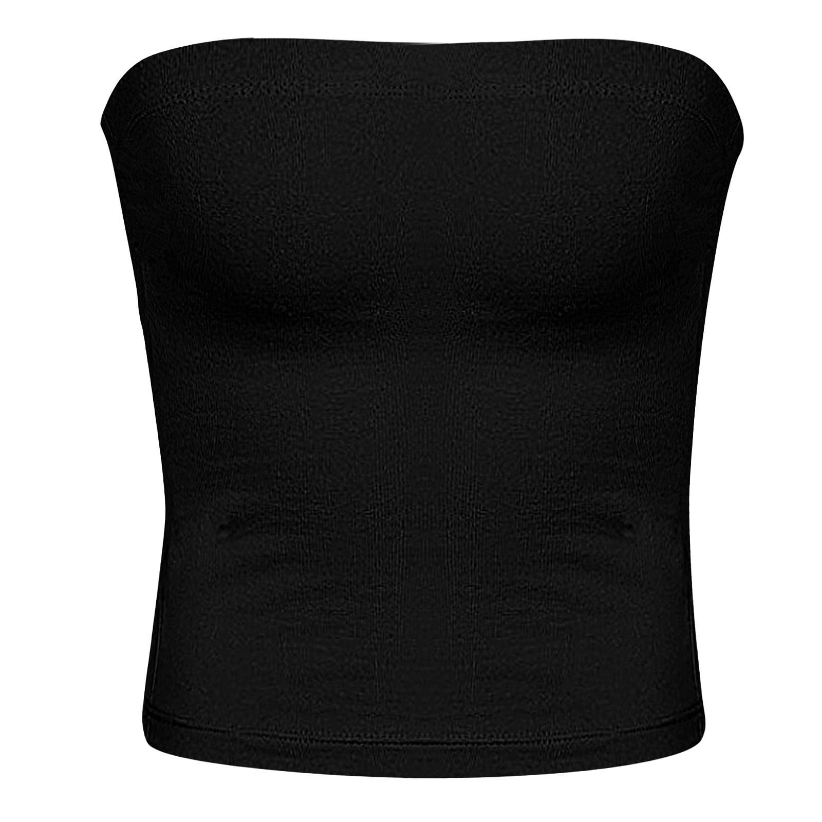 Buy Floerns Women's Plus Size 2 Piece Solid Strapless Bandeau Crop Tube Top,  Black and White, XX-Large Plus at