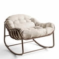 thumbnail image 1 of Garvee Outdoor Rocking Chair with Cushion, 36.6 x 33 x 25.2", Oversized Papasan Rocker, Off-White, 1 of 8