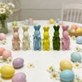 thumbnail image 5 of Junepar Easter Centerpiece 7.9" Easter Flocked Rabbit Figurine Colorful Flocked Bunny with Satin Bow Spring Decor for Easter Table Brunch & Celebration Centerpieces, 5 of 7