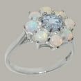 thumbnail image 2 of LBG British Made 18k White Gold Natural Aquamarine & Opal Womens Promise Ring - 33 size options - Size 6, 2 of 6
