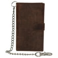 thumbnail image 4 of Men's RFID Blocking Vintage Leather Bifold Credit Card Holder Chain Biker Wallet with Button Closure, 4 of 14