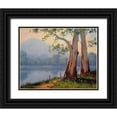 thumbnail image 1 of Gercken, Graham 32x26 Black Ornate Wood Framed with Double Matting Museum Art Print Titled - Lake Trees, 1 of 4