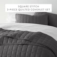 thumbnail image 2 of Noble Linens Gray Square Pattern Quilted Coverlet Set, Full/Queen, 2 of 12
