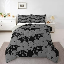 Manfei Horror Bat Bedding Comforter Set,Halloween Theme Twin Comforter Sets,Gray Black Bedding Set For Teens Boys,Super Cozy Room Decor Reversible,2-Piece