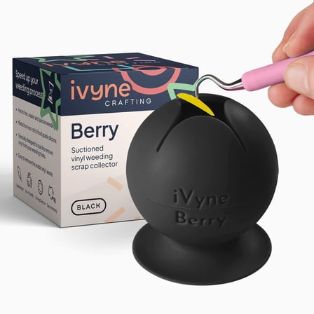 iVyne Berry Suctioned Vinyl Weeding Scrap Collector & Holder for Weeding Tools for Vinyl - Black