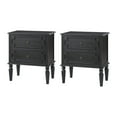 thumbnail image 5 of 27"Tall 2pcs Farmhouse Wooden 2-drawer End Table with Charging Station Round Ring Pulls End Table Chacoal, 5 of 5