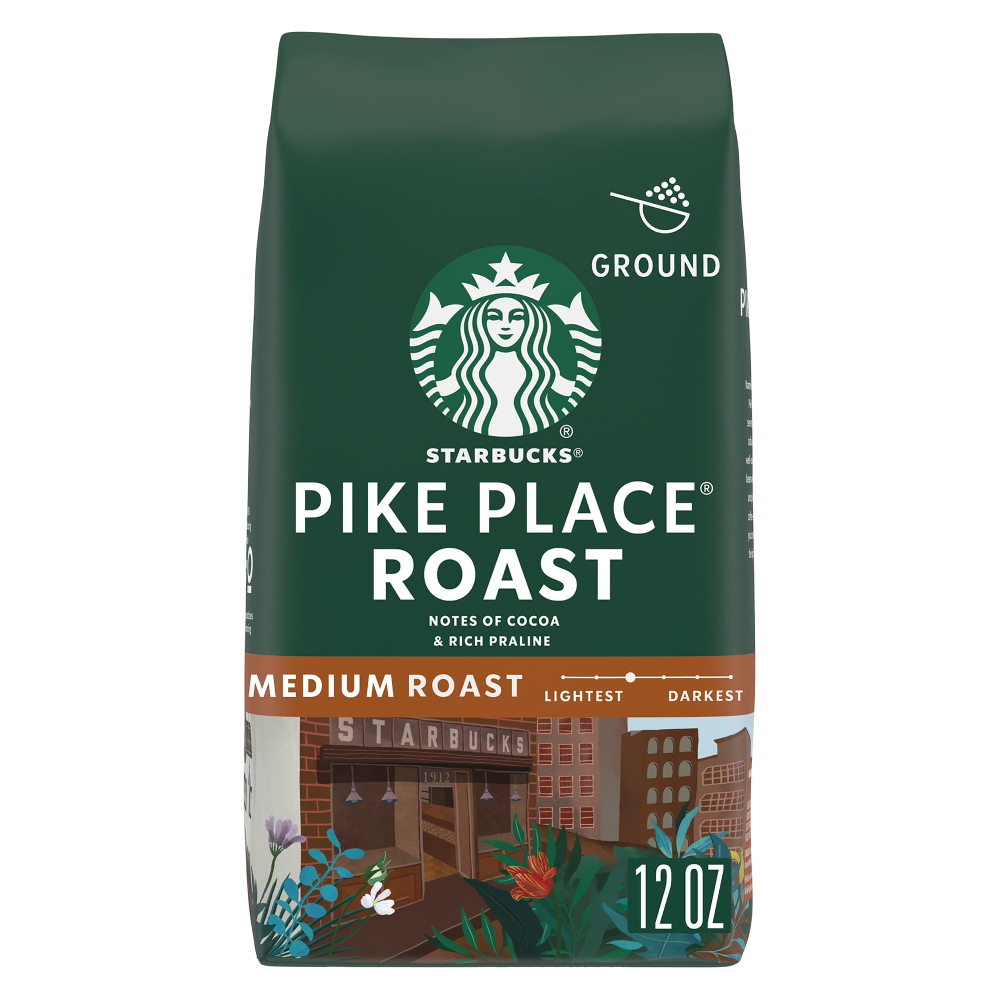 Starbucks Pike Place Roast, Ground Coffee, Medium Roast Hot or Iced Coffee, 12 oz