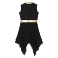 thumbnail image 6 of Xnihocha Girl's Praise Dance Tunic Color Block Asymmetrical Overlay Dress Liturgical Worship Lyrical Dance Dress Black 8, 6 of 7