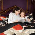 thumbnail image 4 of Homewish Chic Crane Twin Comforter Sets, Japanese Cherry Blossoms Bedding Set, Black Beige Red, Black Reversible 2 Piece, 1 Comforter and 1 Pillowcase, 4 of 6