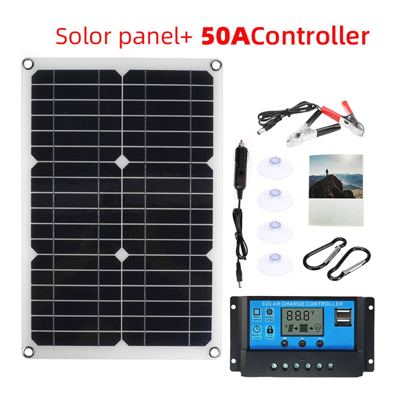 Alomejor 5W Solar Panel Photovoltaic Polycrystalline Silicon Solar Panel Come With Crocodile Clip for Charging A 12v Battery In A Caravan Motorhome Camper Yacht Boat 