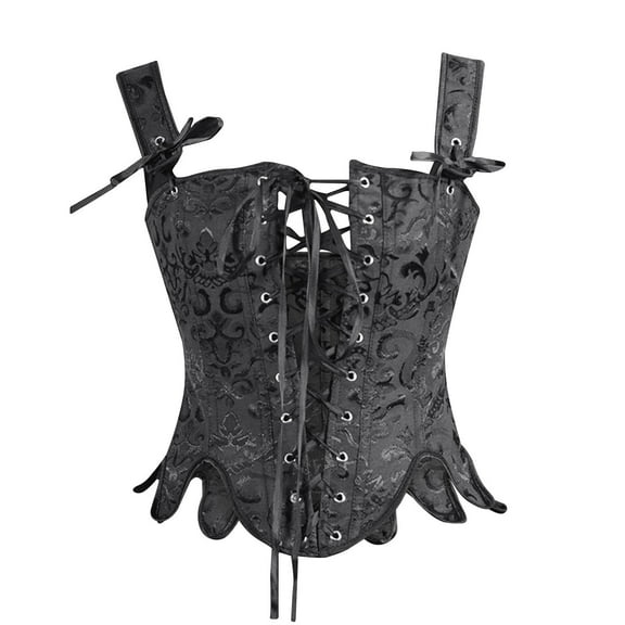POIUYTR Corset Tops for Women Bustier Shoulder Strap Crop Corset Medieval Bridal Gothic Vest Plus Size
