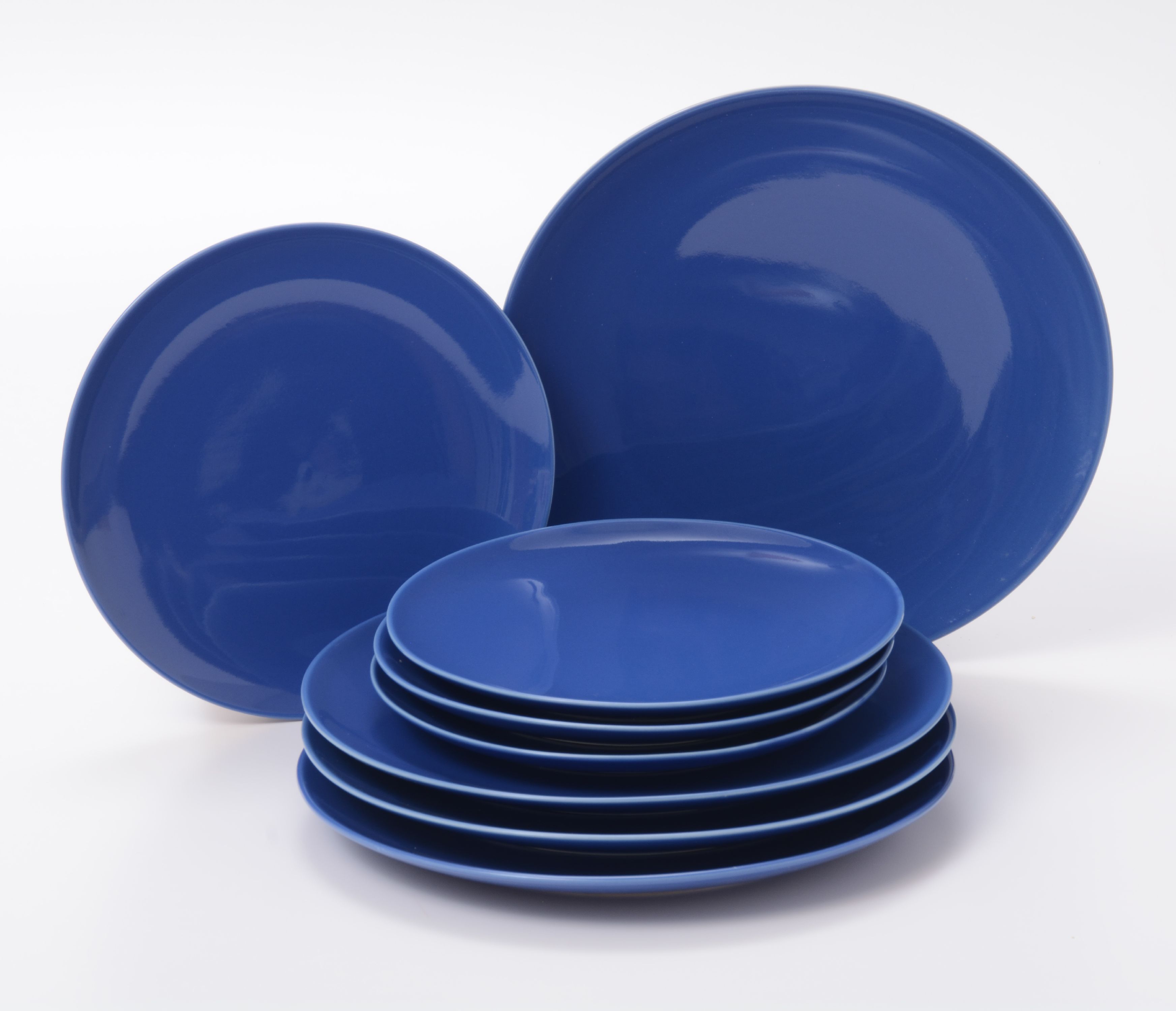 OWare Simply Blue 8 Piece Dinner and Salad Luncheon Plate Set