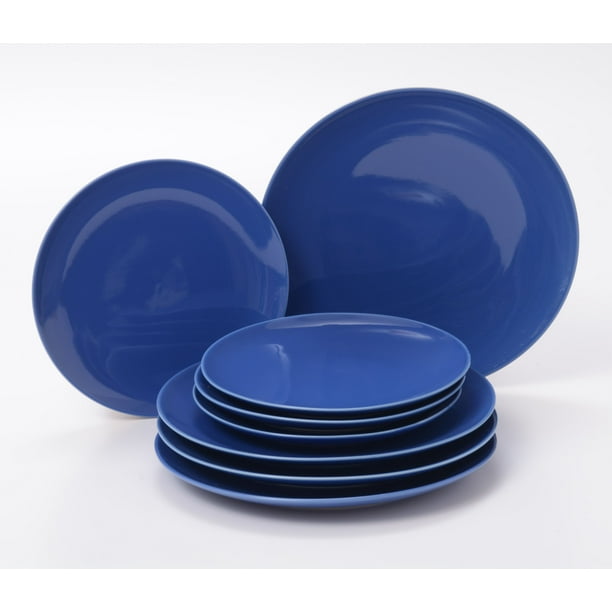 OWare Simply Blue 8 Piece Dinner and Salad Luncheon Plate Set