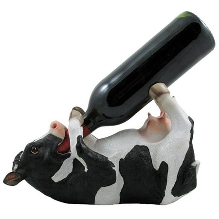 Wine Country Kitchens - Decorative Holstein Cow Wine Bottle Holder Display Rack for Country Farm Kitchen Bar Decor by Home 'n Gifts